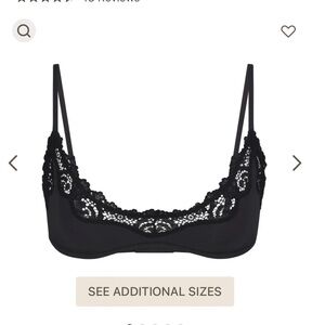 skims black lace bralette size xs